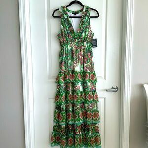 Boston Proper Print Ruffled Maxi Sz S